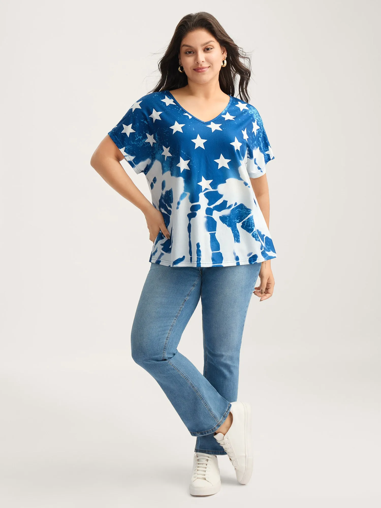 Tie-Dye Star Print T-Shirt sold by Bloomchic product image thumbnail 3