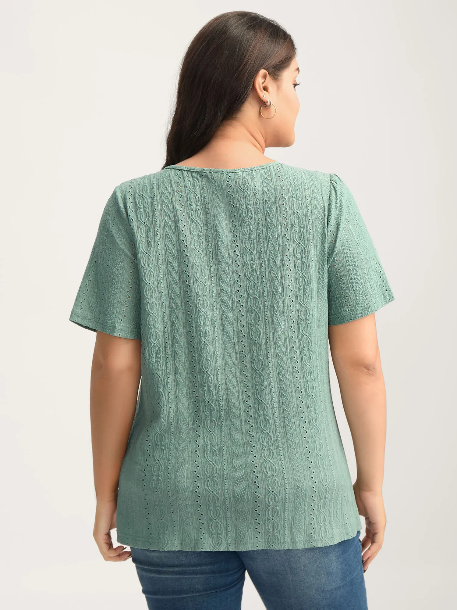 Eyelet Trim Metal Detail Knit Top sold by Bloomchic product image thumbnail 4