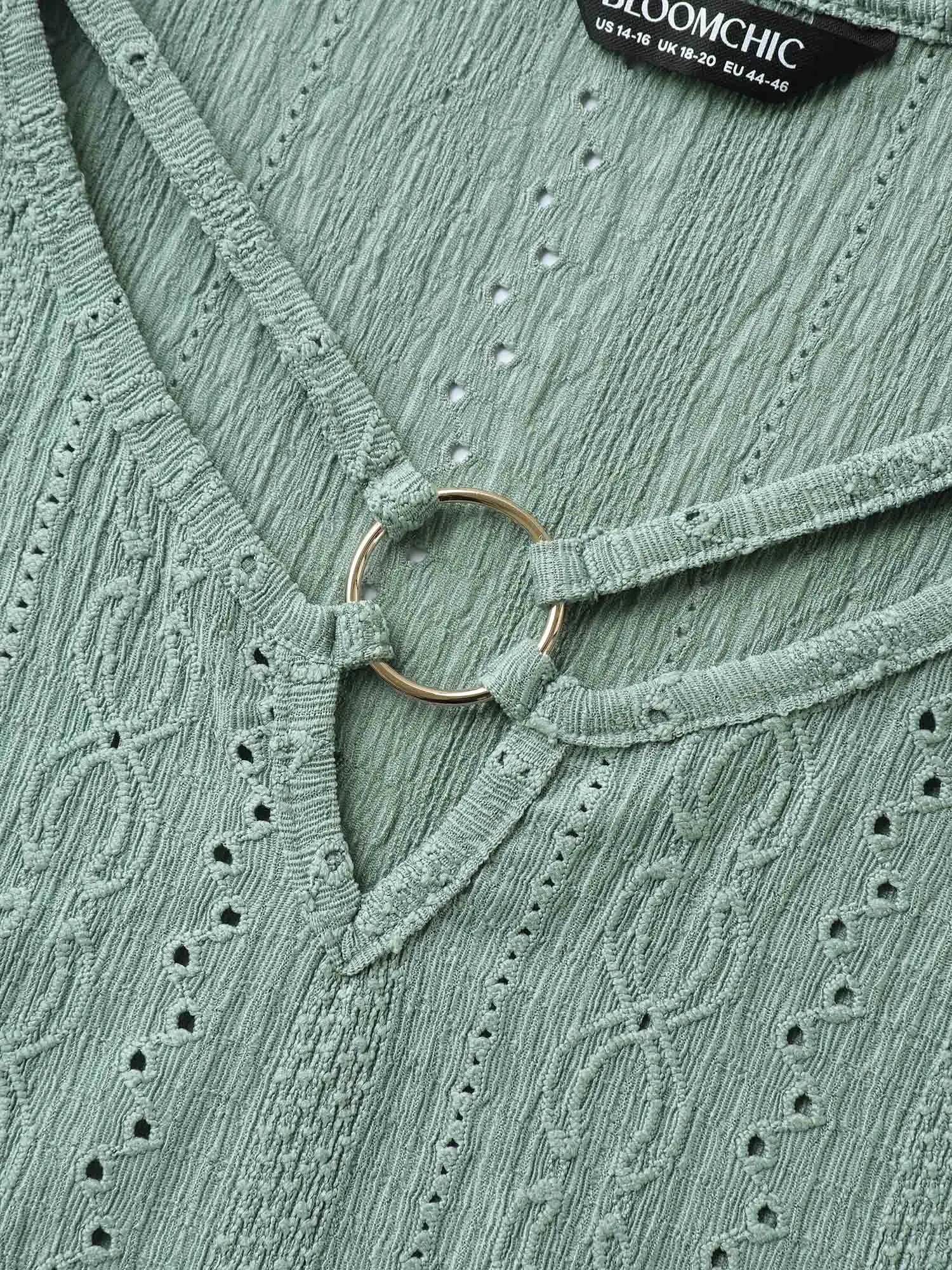 Eyelet Trim Metal Detail Knit Top sold by Bloomchic product image thumbnail 5