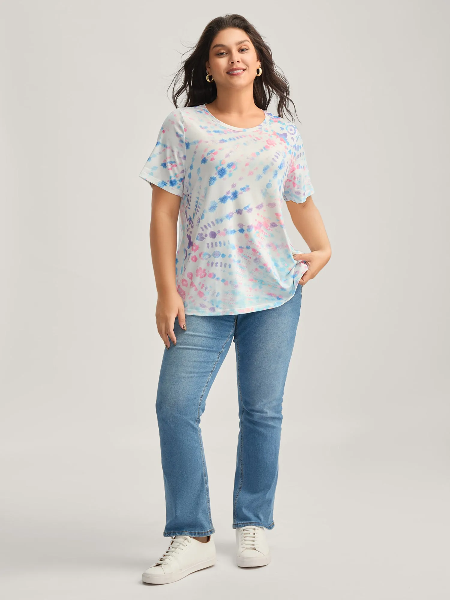 Tie-Dye Ombre Round Neck T-Shirt sold by Bloomchic product image thumbnail 3