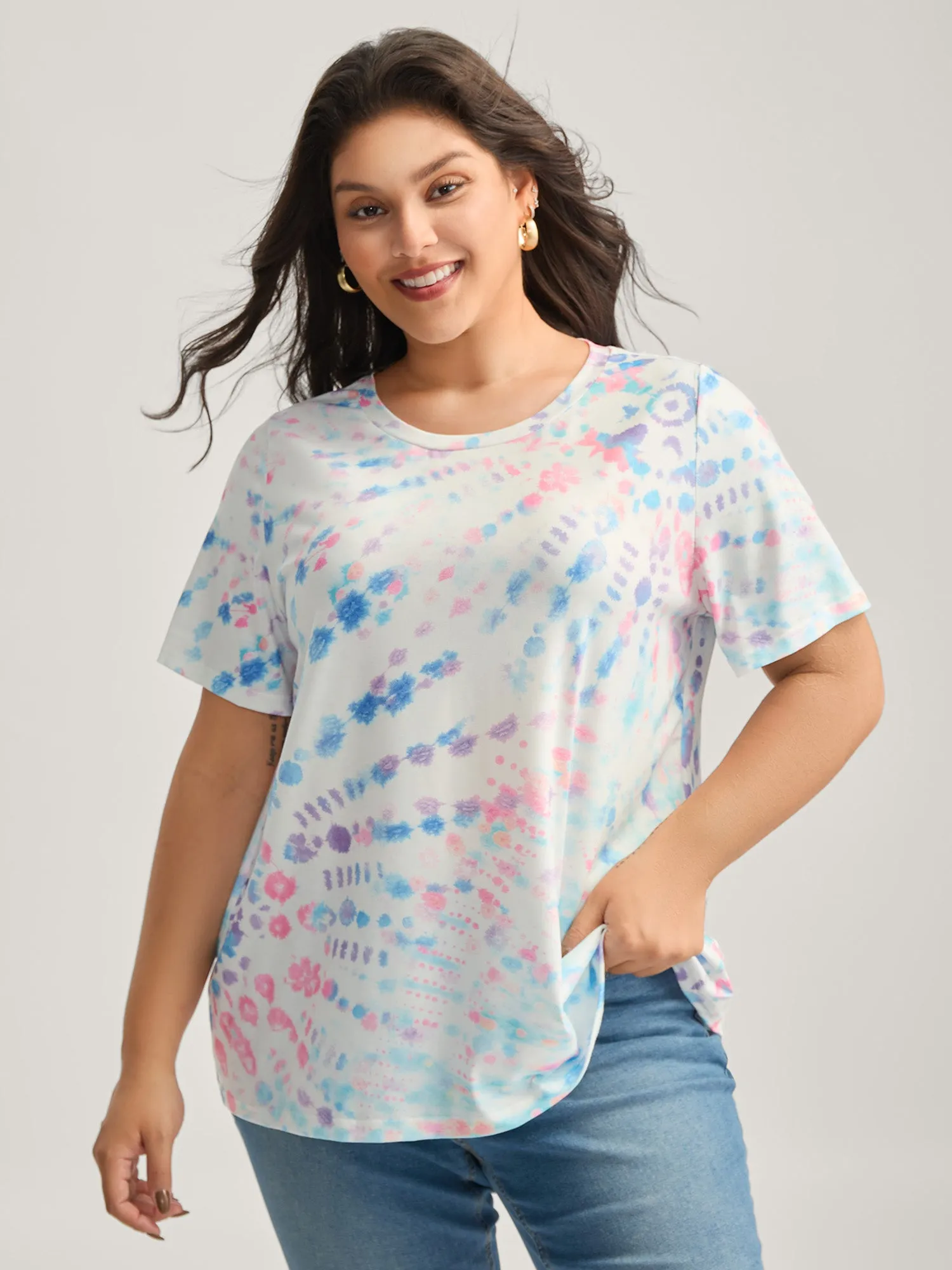 Tie-Dye Ombre Round Neck T-Shirt sold by Bloomchic