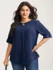 Metal Button Pleated Front Blouse sold by Bloomchic