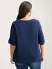 Metal Button Pleated Front Blouse sold by Bloomchic
