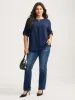 Metal Button Pleated Front Blouse sold by Bloomchic