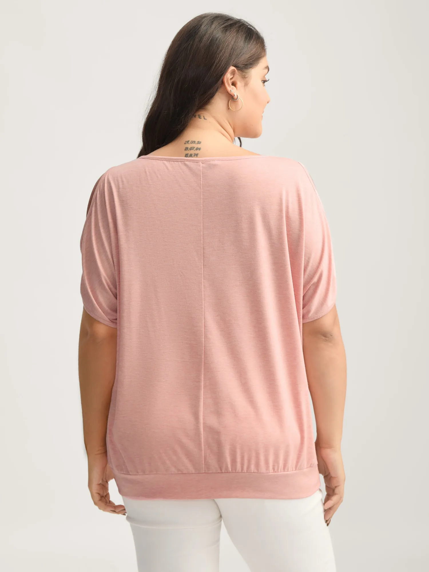 Off-Shoulder Solid Relaxed Knit Top sold by Bloomchic product image thumbnail 4