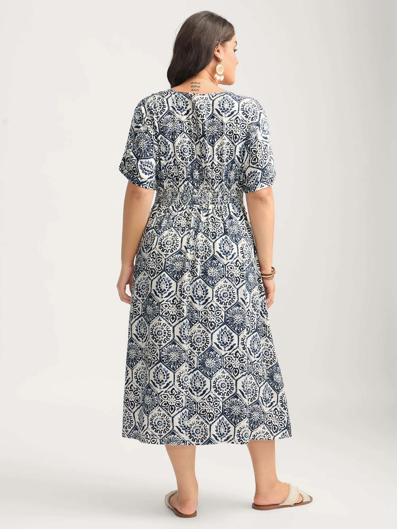Boho Geometric Print Split Midi Dress sold by Bloomchic product image thumbnail 4
