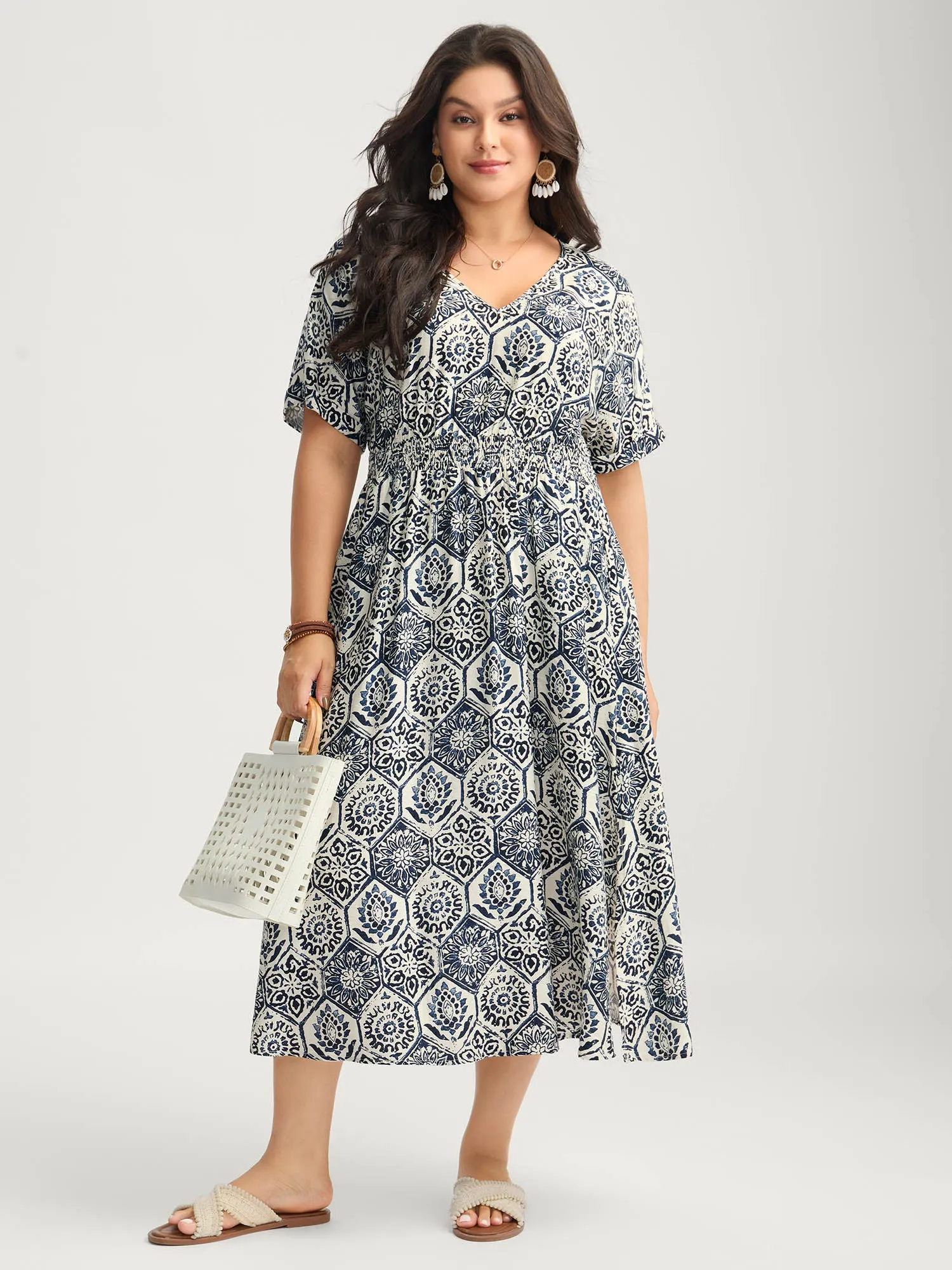 Boho Geometric Print Split Midi Dress sold by Bloomchic product image thumbnail 3