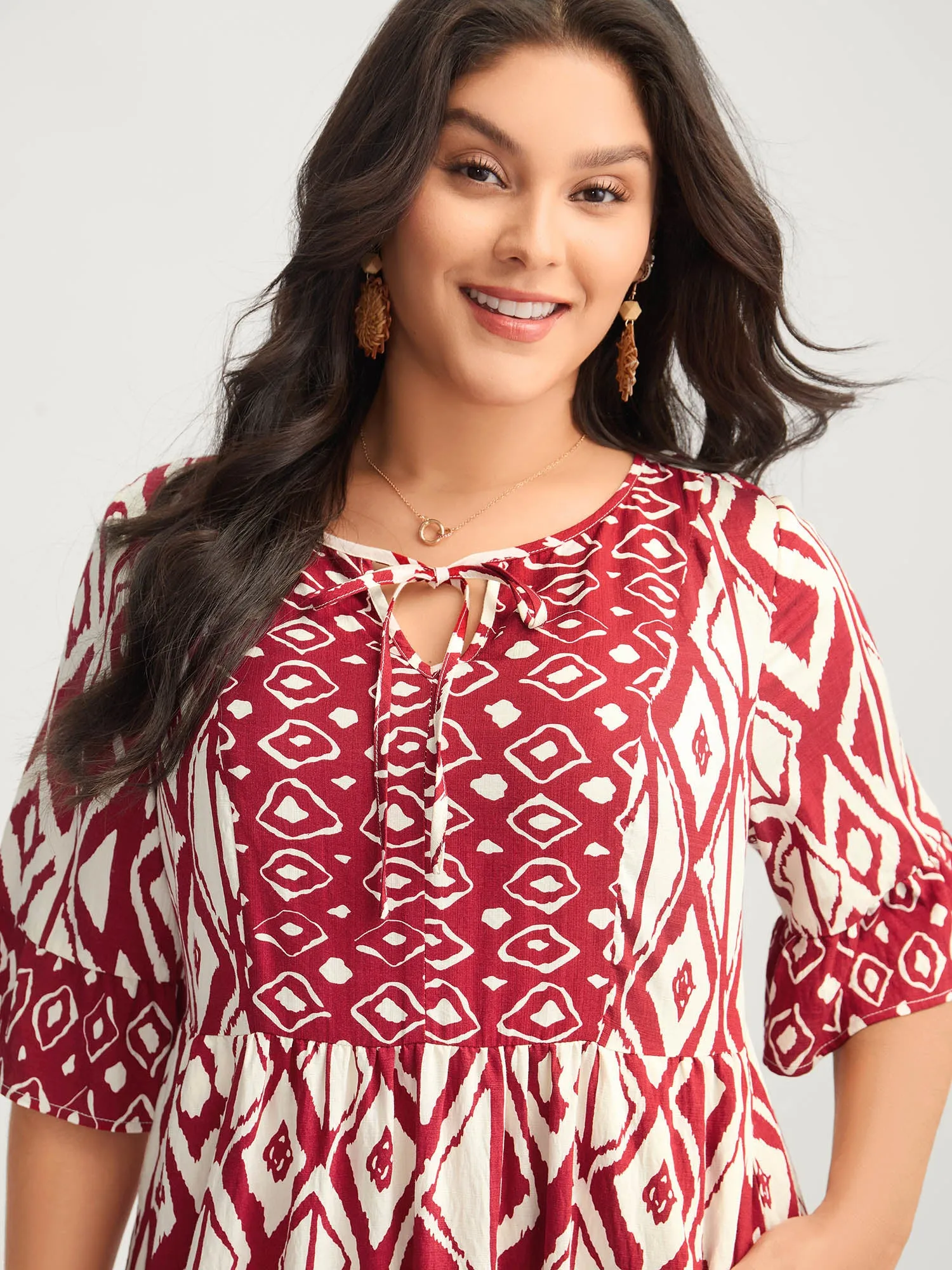 Rayon Geometric Print Midi Dress sold by Bloomchic product image thumbnail 2