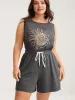 Supersoft Contrast Drawstring Mixed Knit Shorts sold by Bloomchic