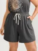 Supersoft Contrast Drawstring Mixed Knit Shorts sold by Bloomchic