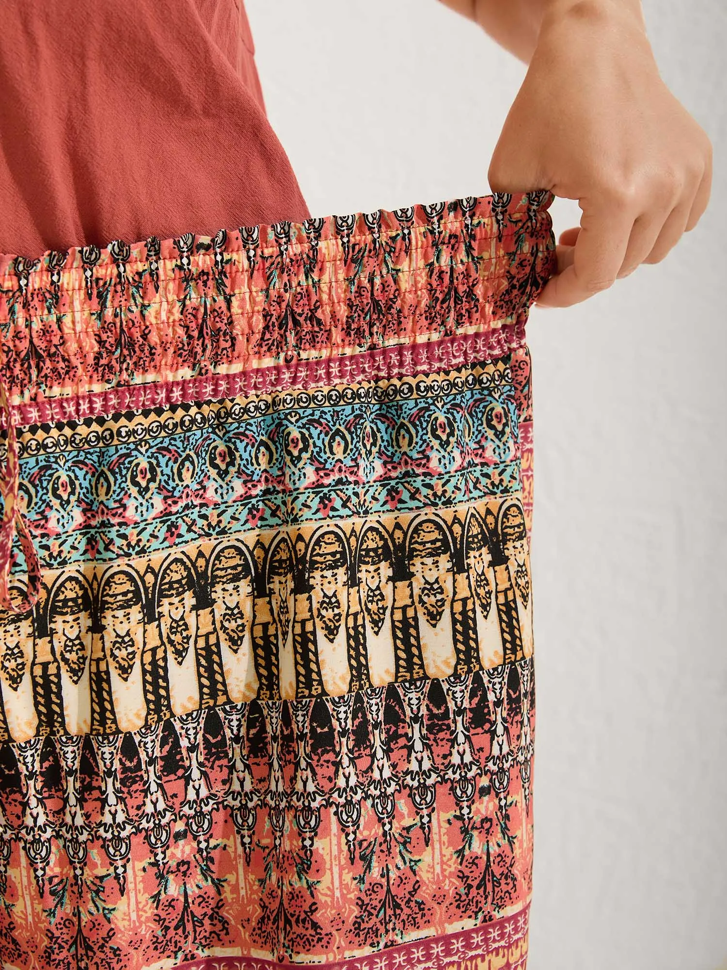 Boho Stripes Wide-Leg Shirred Pants sold by Bloomchic product image thumbnail 3