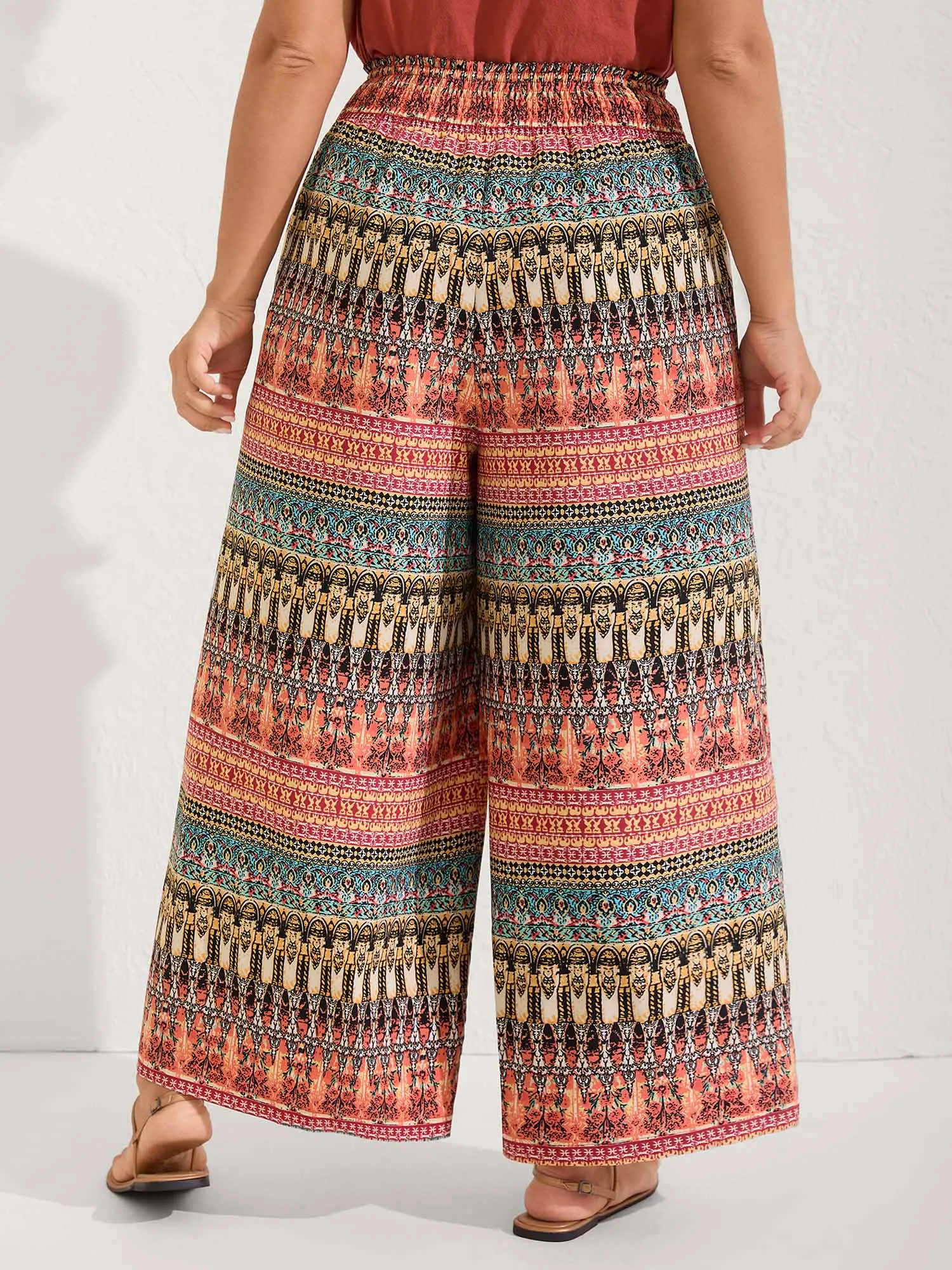 Boho Stripes Wide-Leg Shirred Pants sold by Bloomchic product image thumbnail 5
