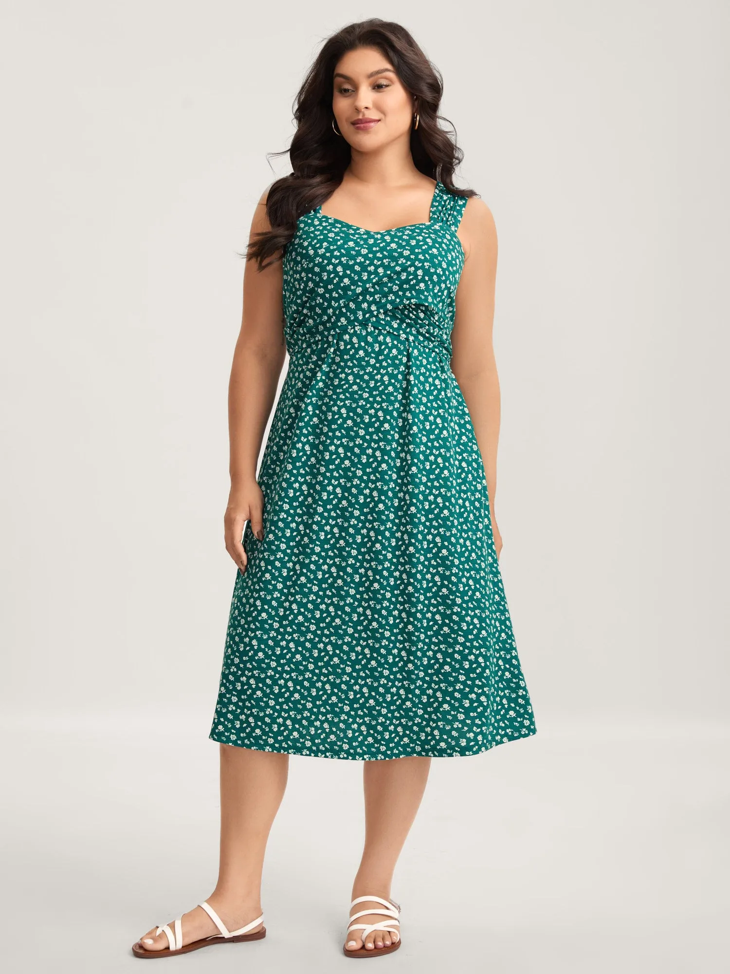 Ditsy Floral Print Knit Pockets Midi Dress sold by Bloomchic product image thumbnail 3