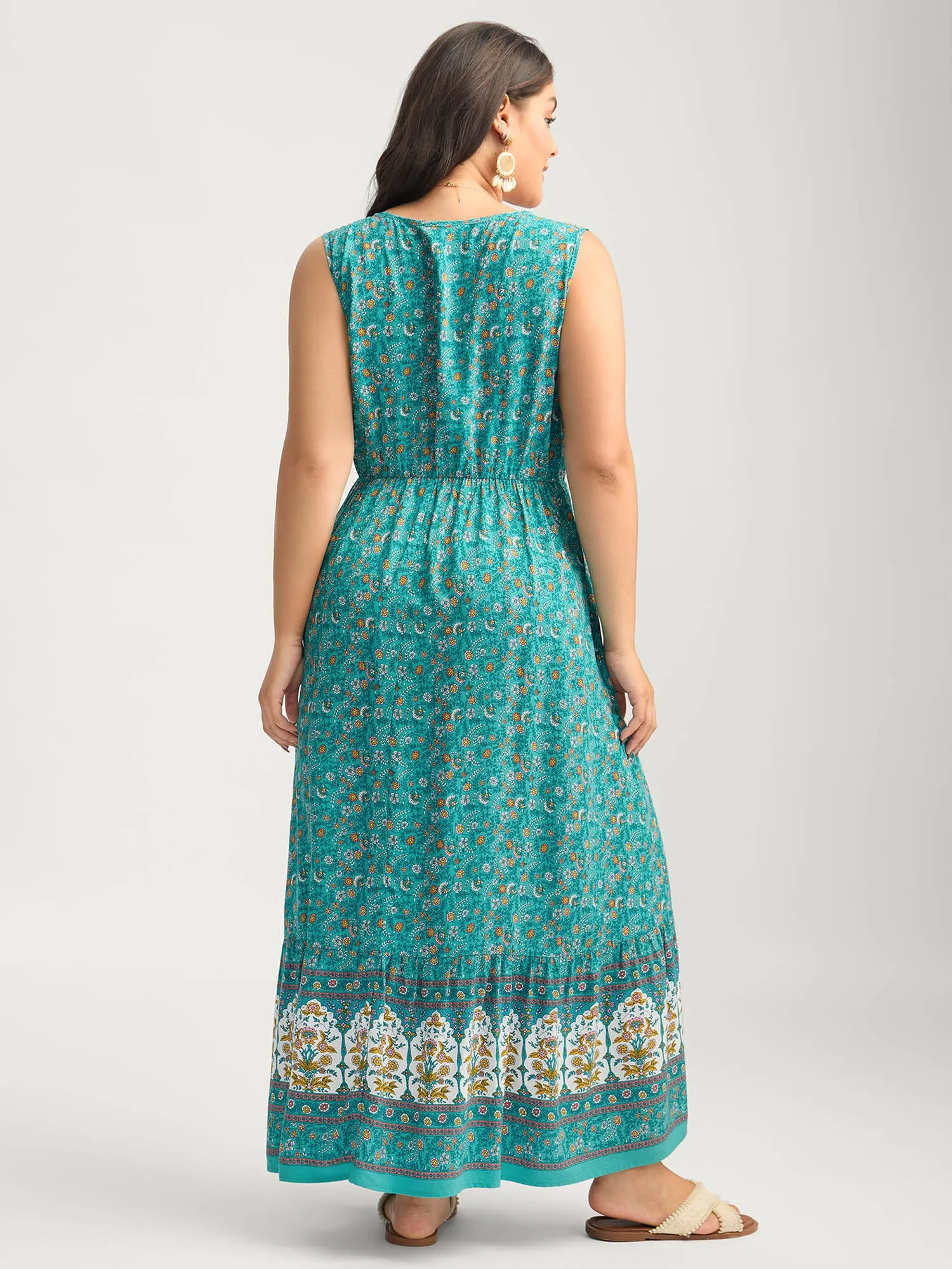 Rayon Neck Cut-Out Ties Midi Dress sold by Bloomchic product image thumbnail 4