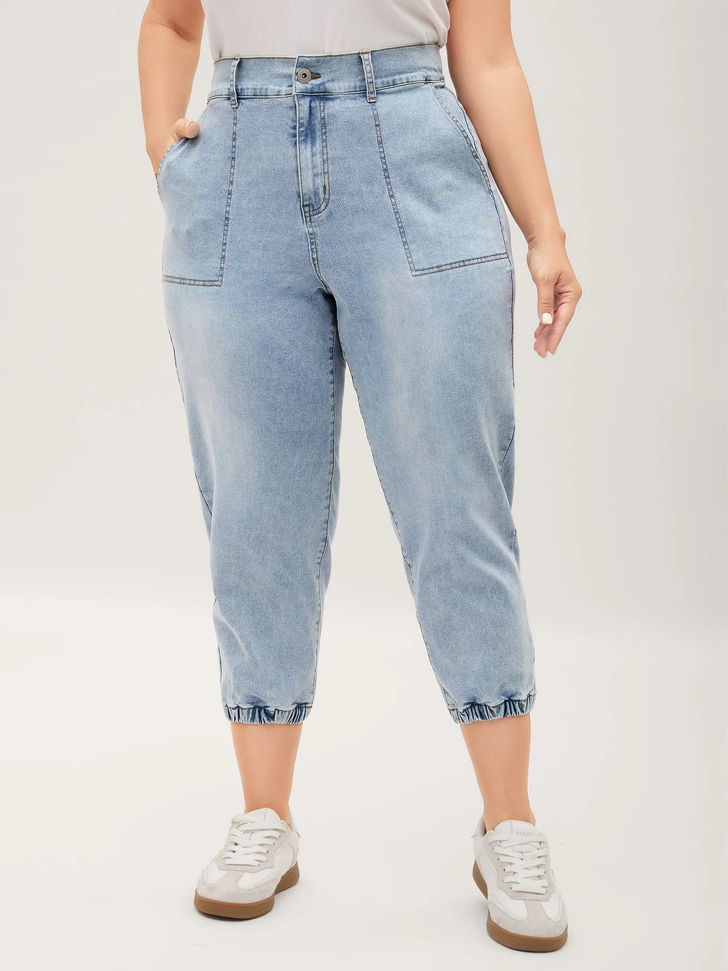 Stretchy Waist Boyfriend Jeans sold by Bloomchic