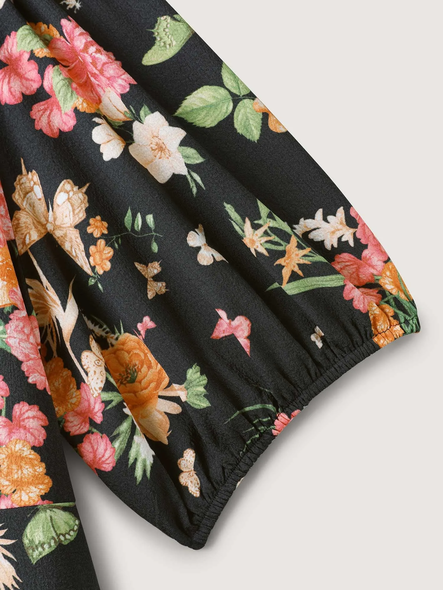 Sweet Floral Print Puff Sleeve Midi Dress sold by Bloomchic product image thumbnail 5