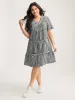 Checkered Lace Trim Tiered Midi Dress sold by Bloomchic