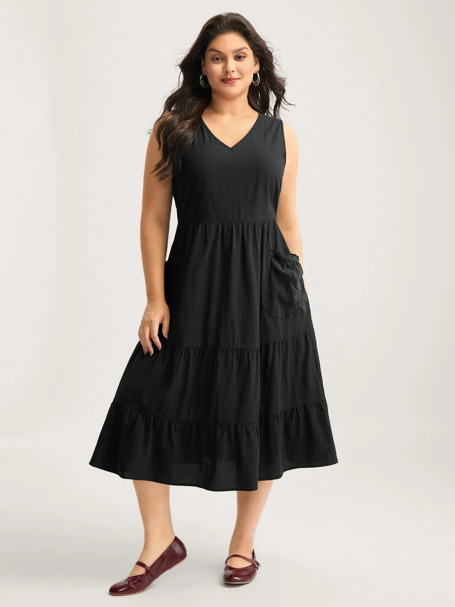 Pure Cotton Spacious Pockets Midi Dress sold by Bloomchic