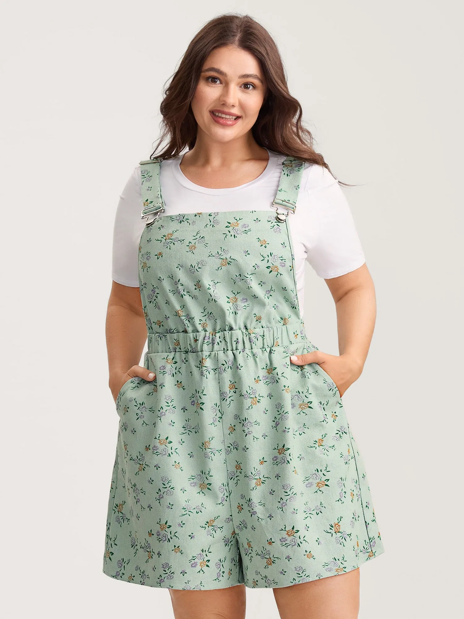 Pure Cotton Overall Straps Pockets Romper sold by Bloomchic