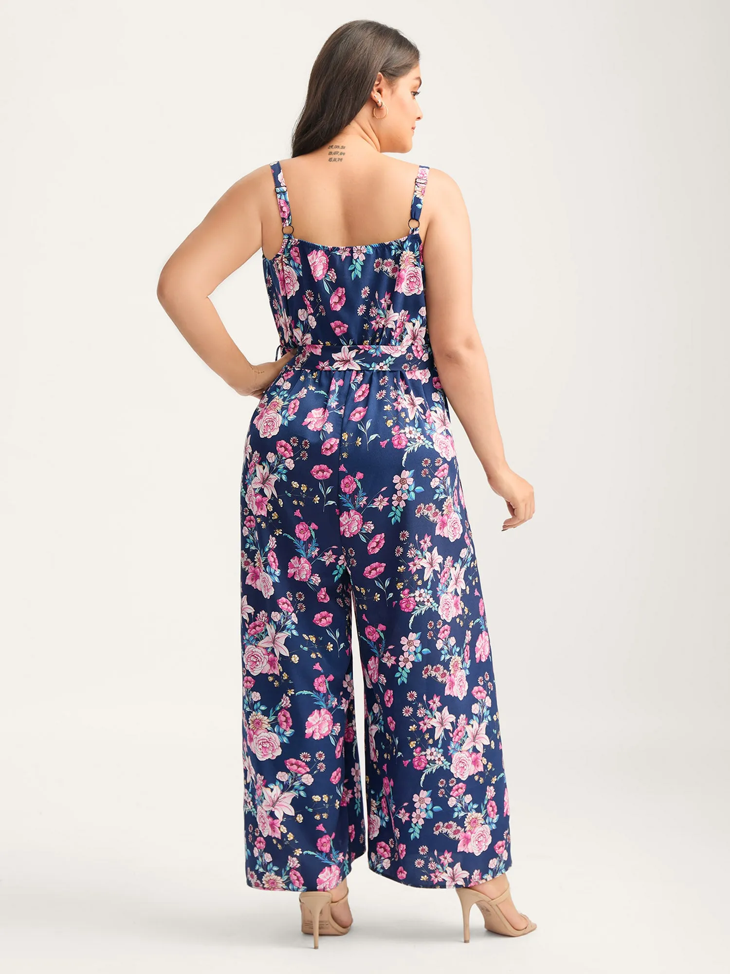 Rosy Print Belted Pockets Jumpsuit sold by Bloomchic product image thumbnail 4