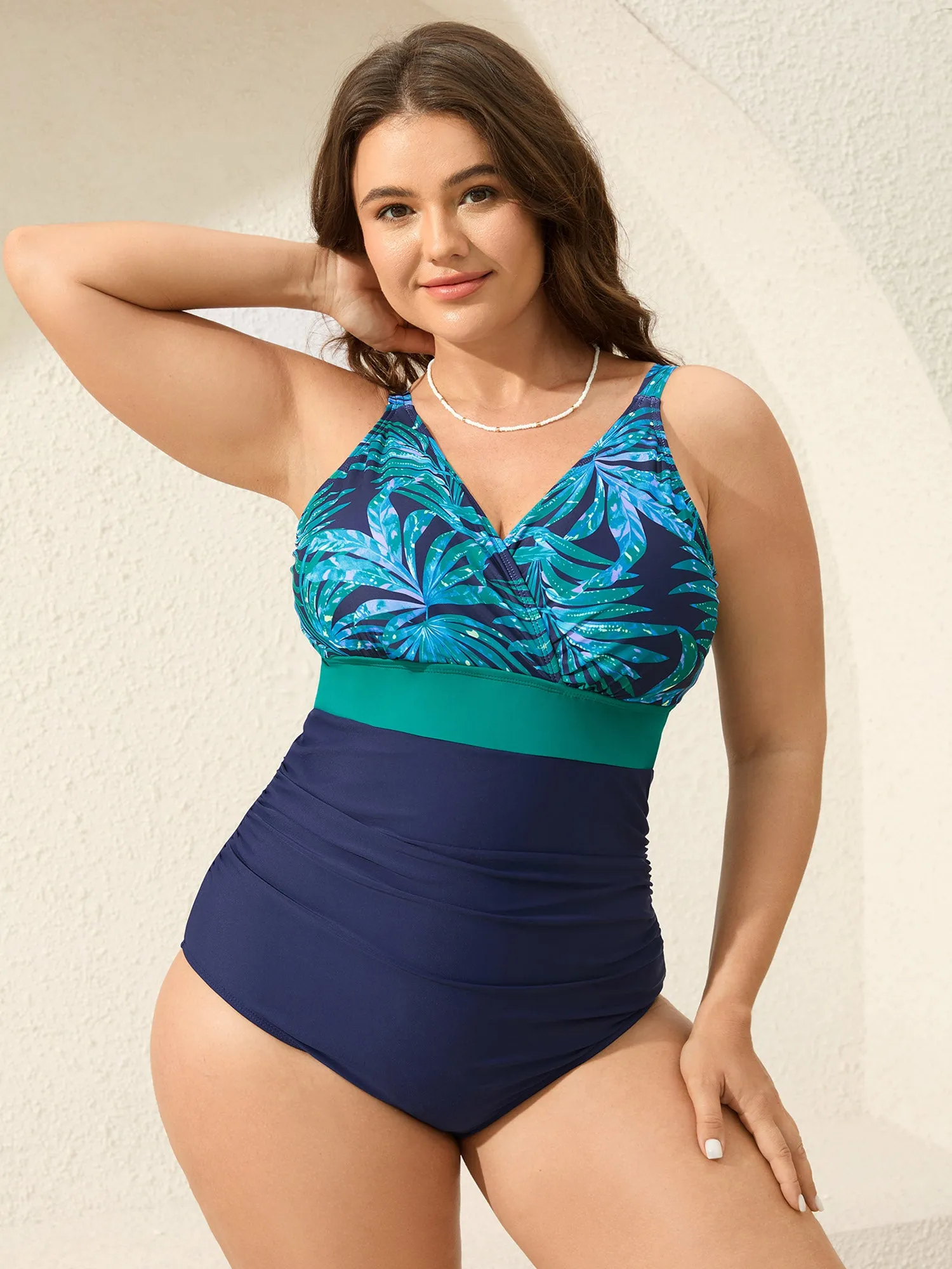 Tropical Color Block One-Piece Swimsuit sold by Bloomchic
