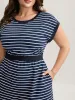 Stripe Color Contrast Round Neck Romper sold by Bloomchic