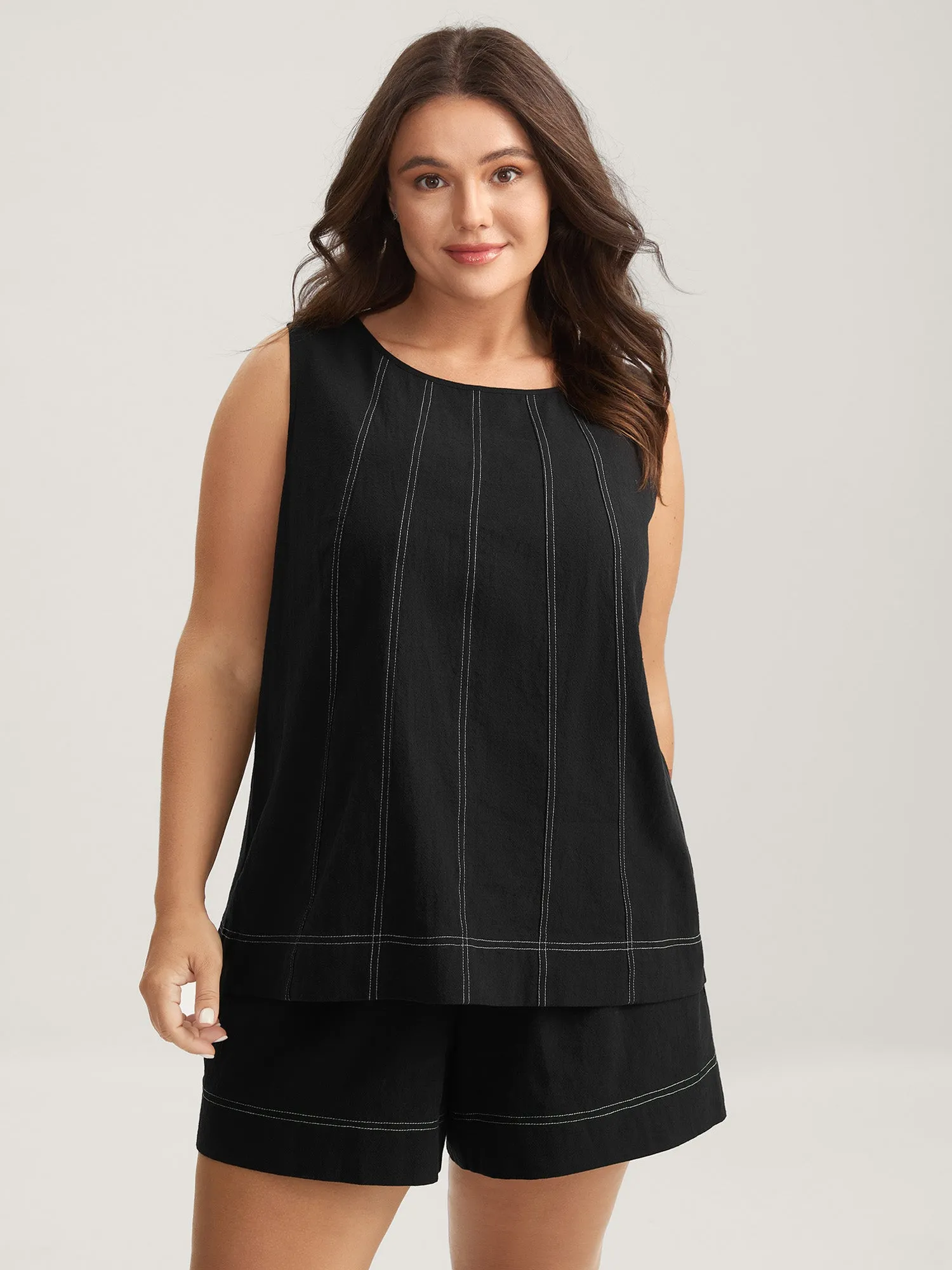 Cotton Color Contrast Seamed Co-ord Set sold by Bloomchic