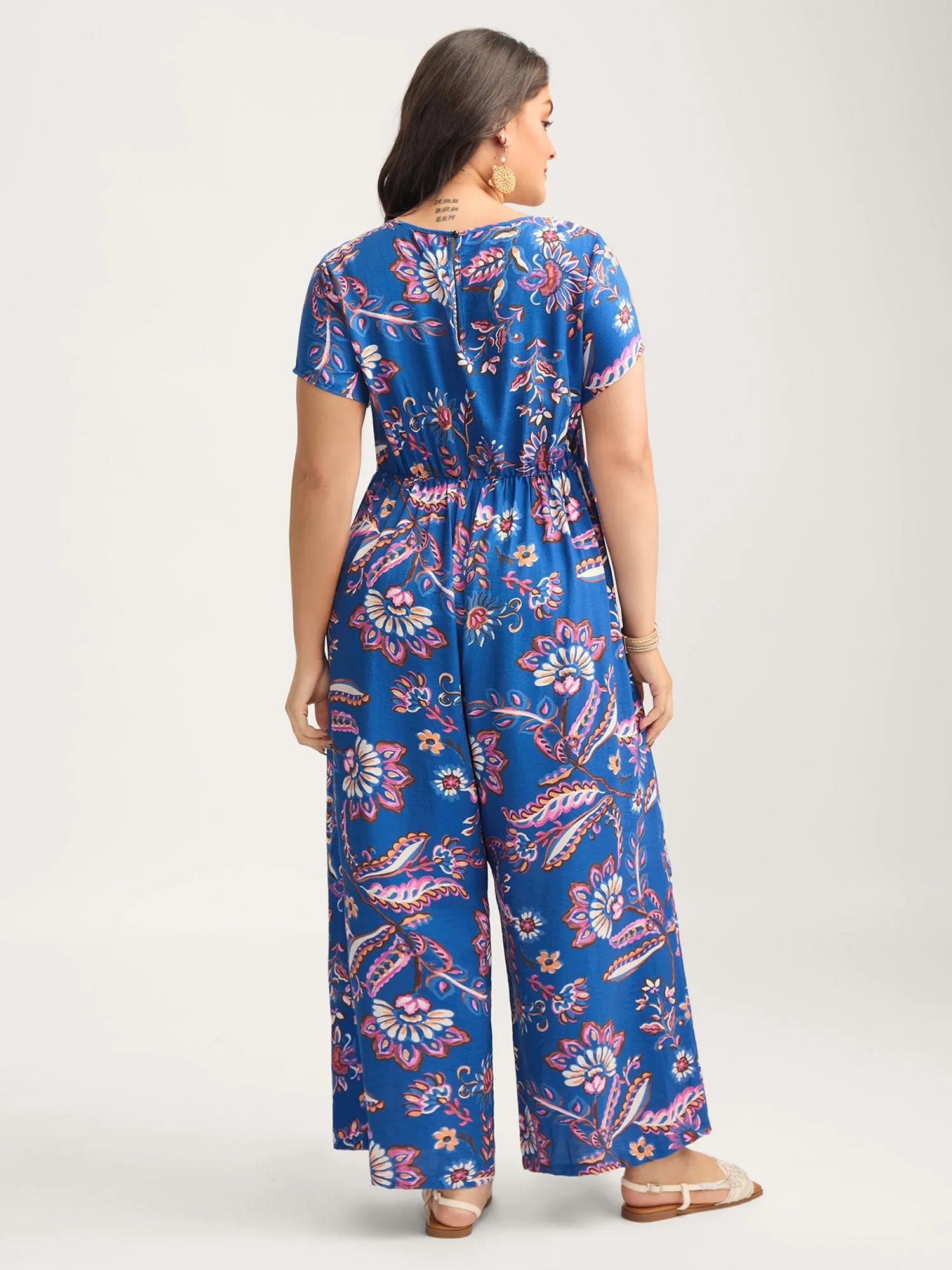 Floral Shirred Bodice Pockets Jumpsuit sold by Bloomchic product image thumbnail 4