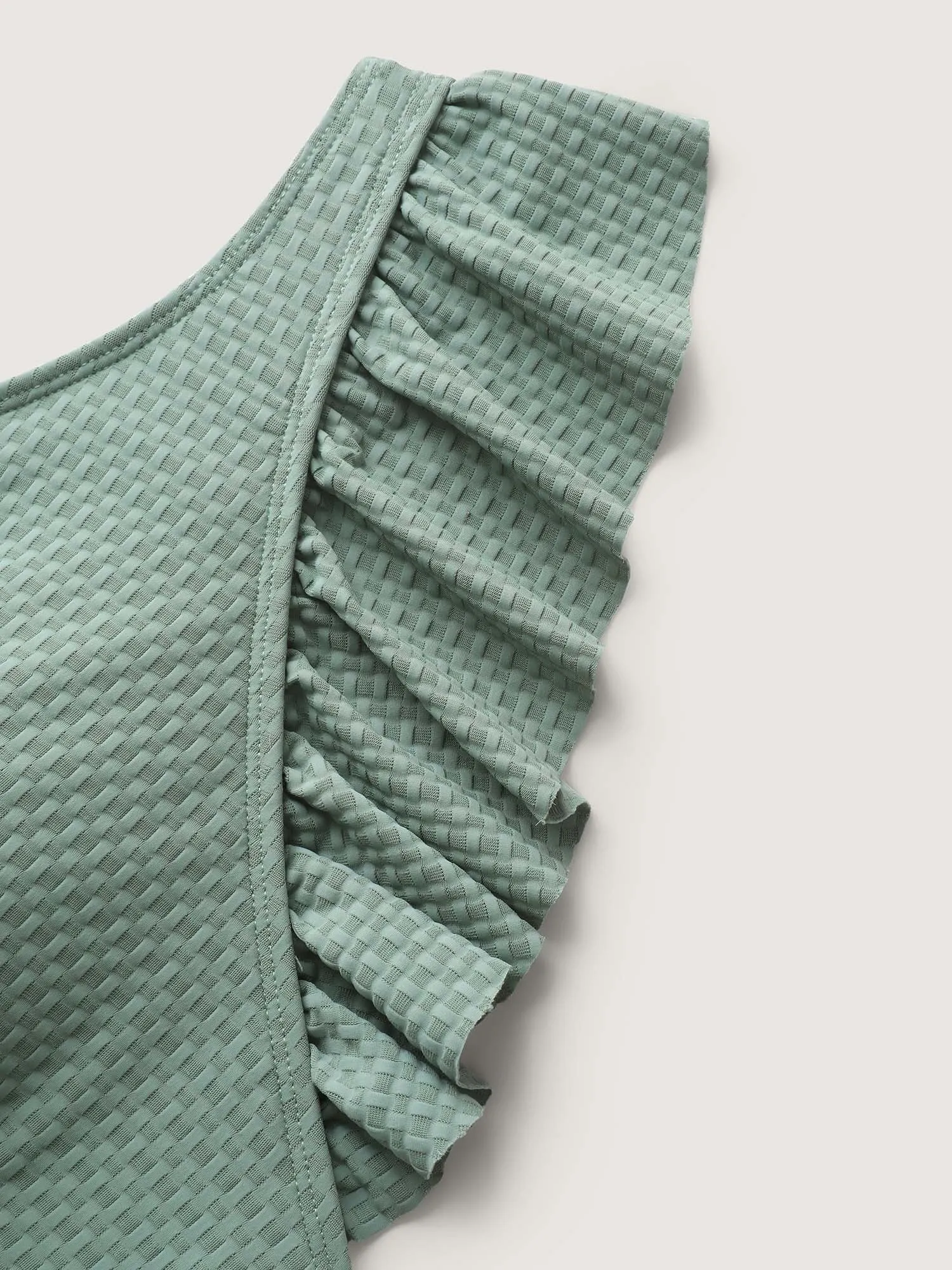 Textured Ruffled Solid One-Piece Swimsuit sold by Bloomchic product image thumbnail 5