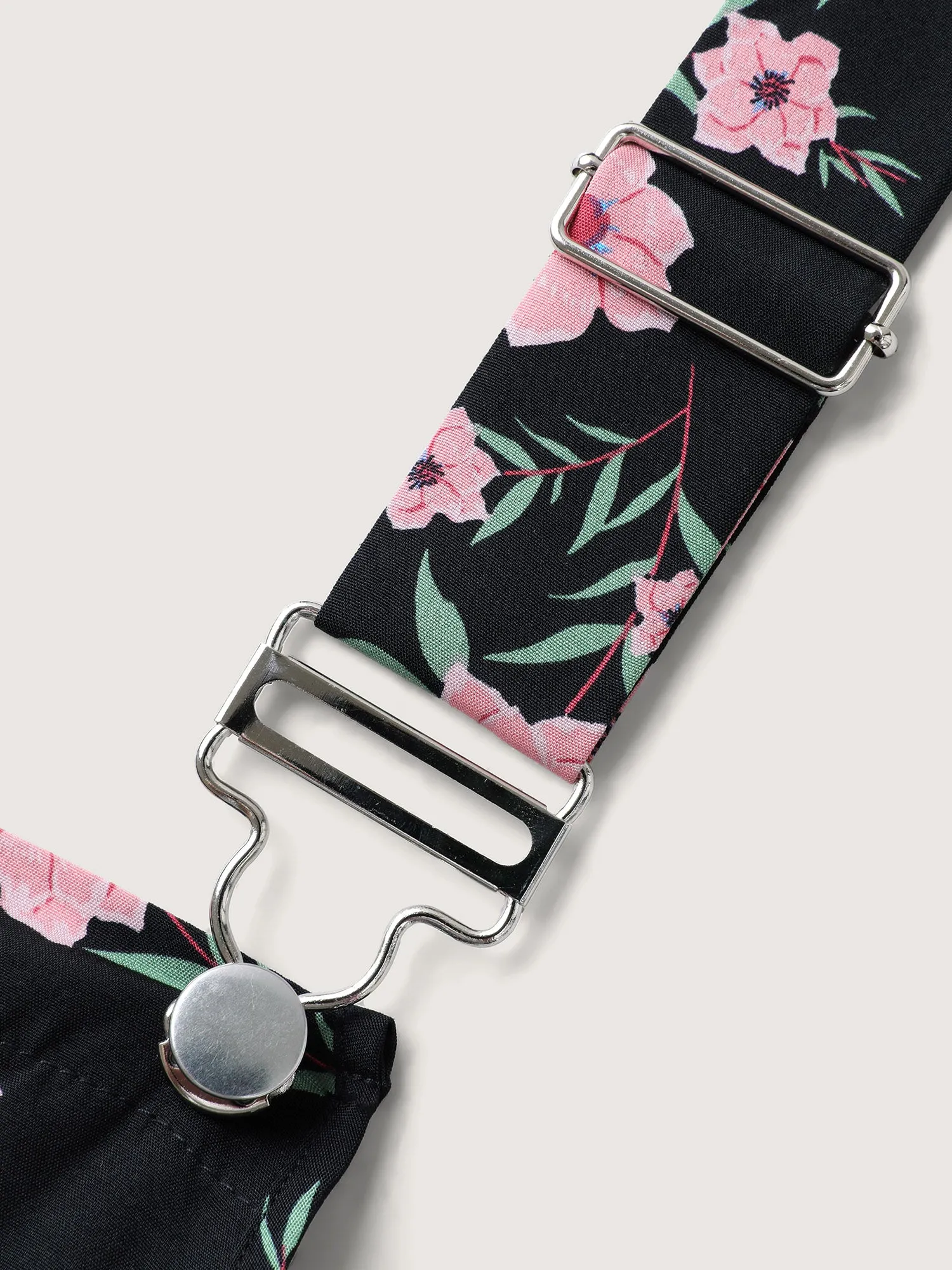 Floral Print Overall Straps Stretchy Romper sold by Bloomchic product image thumbnail 5