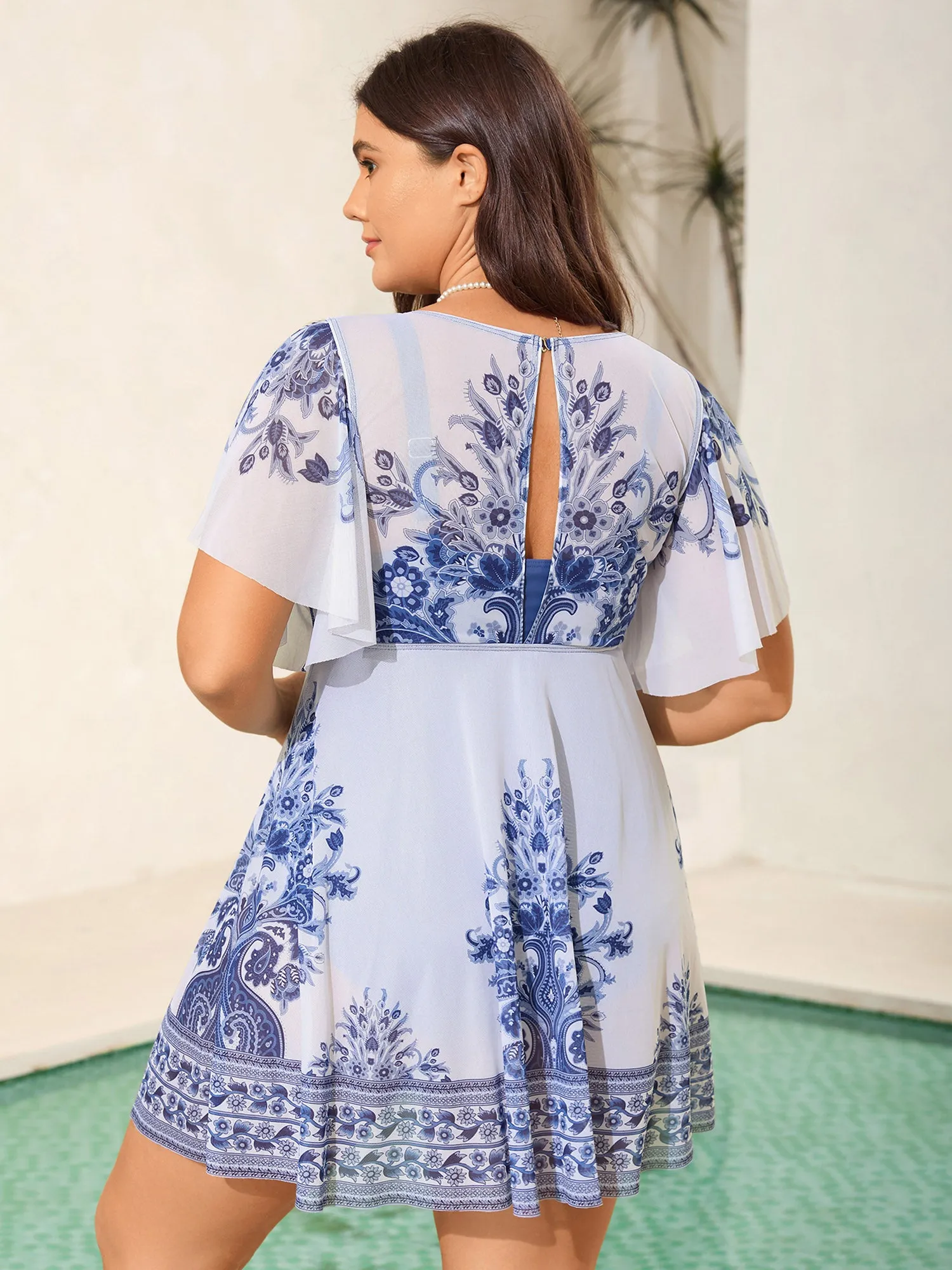 Boho Print Sheer Back Adjustable Buckle Swim Dress sold by Bloomchic product image thumbnail 2