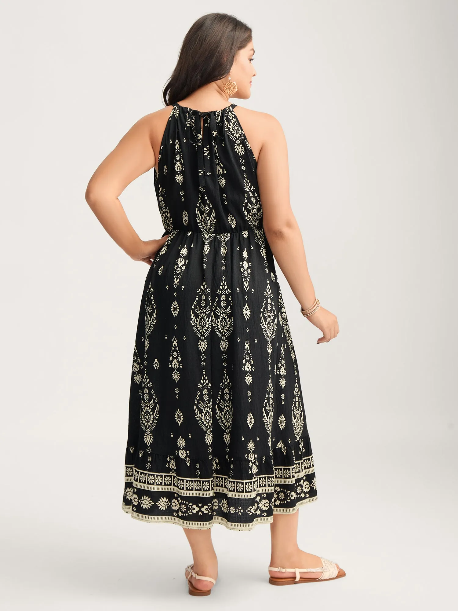 Boho Print Halter Neck Pockets Midi Dress sold by Bloomchic product image thumbnail 4