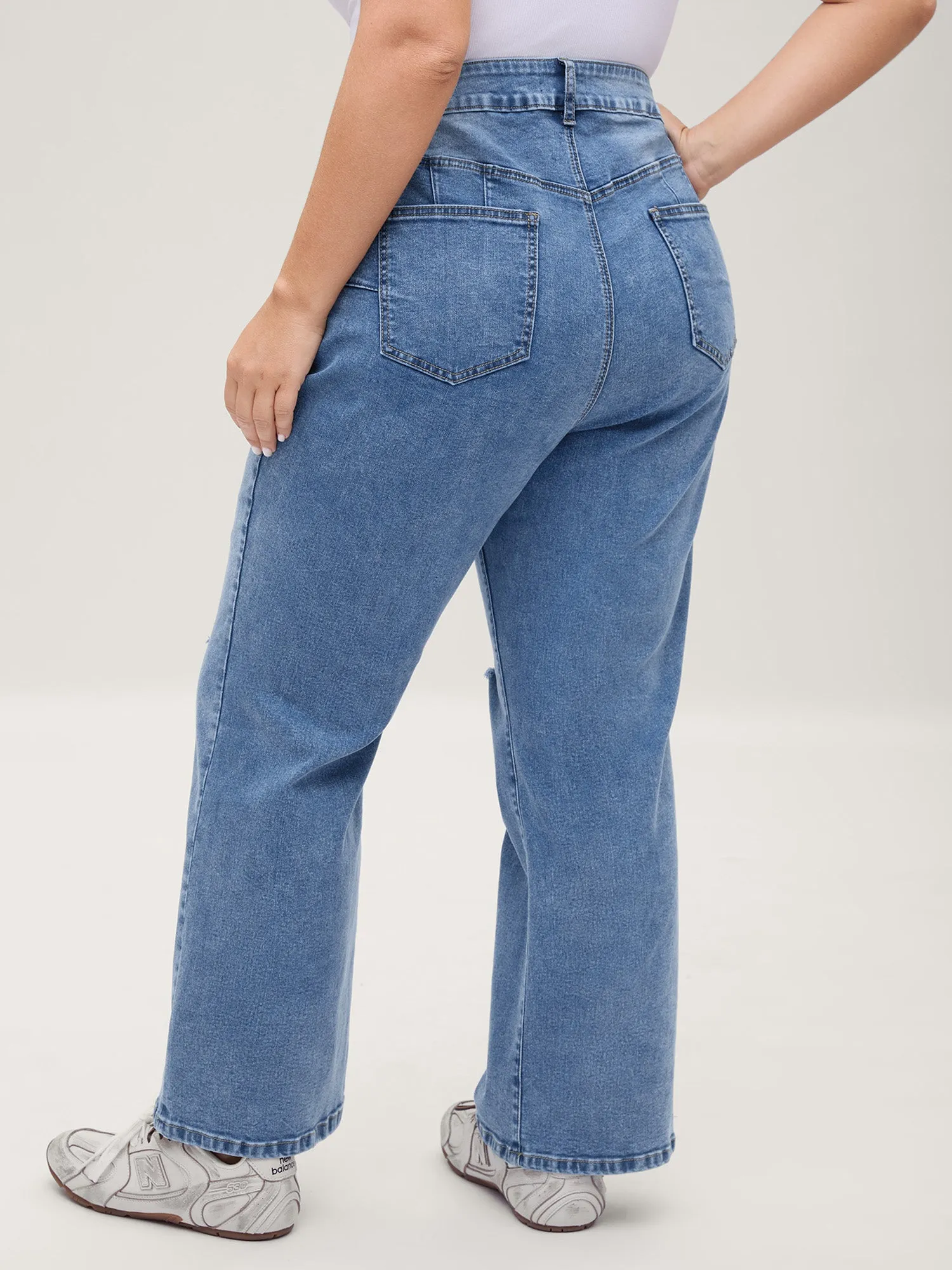 Stretchy Ripped Flared Hem Jeans sold by Bloomchic product image thumbnail 4