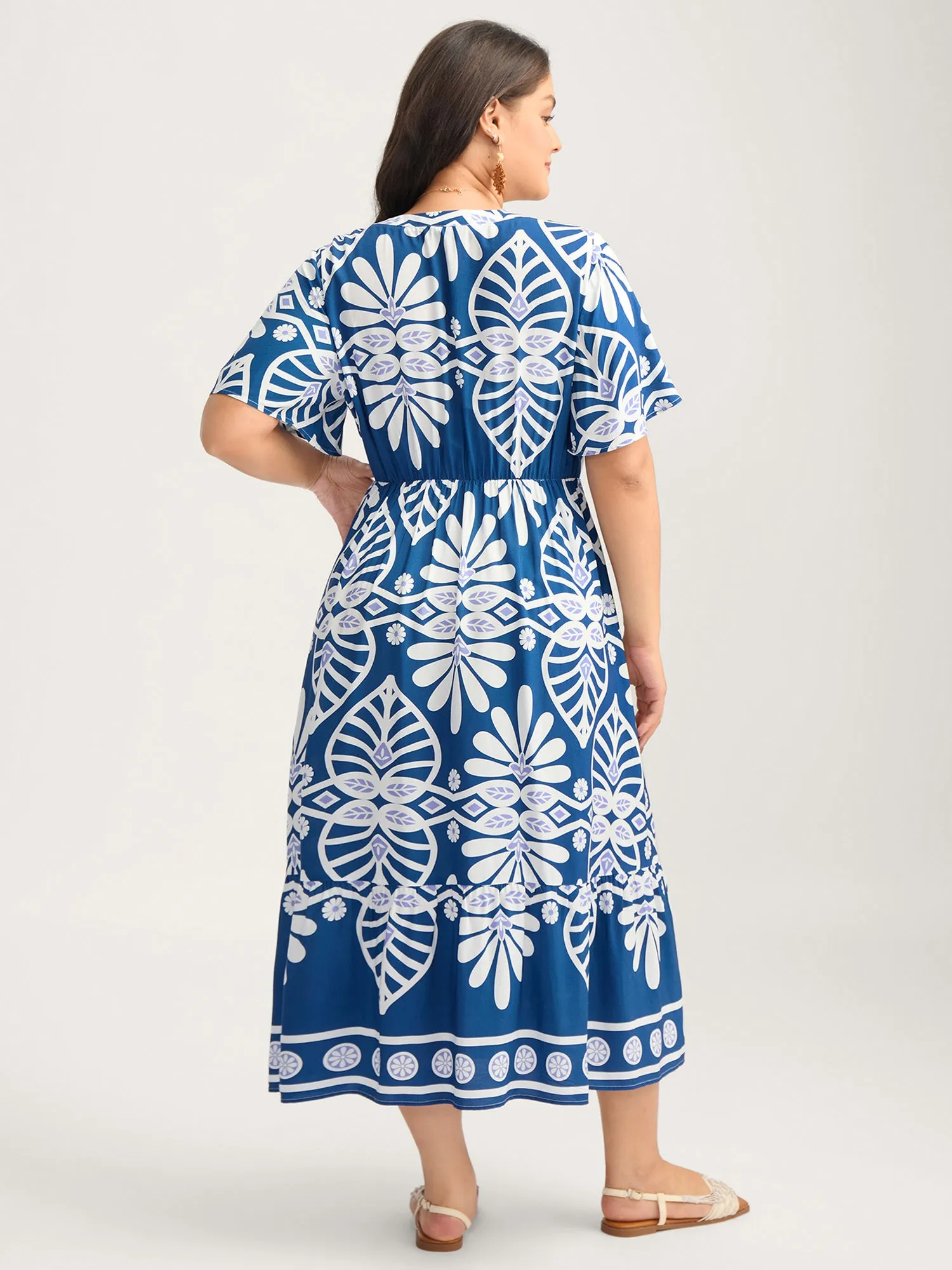 Rayon Ornate Print Cinched-Waist Midi Dress sold by Bloomchic product image thumbnail 4