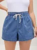 Cotton Stretchy Waist Drawstring Classic Denim Shorts sold by Bloomchic