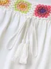Colorful Crochet Floral Tie Blouse sold by Bloomchic