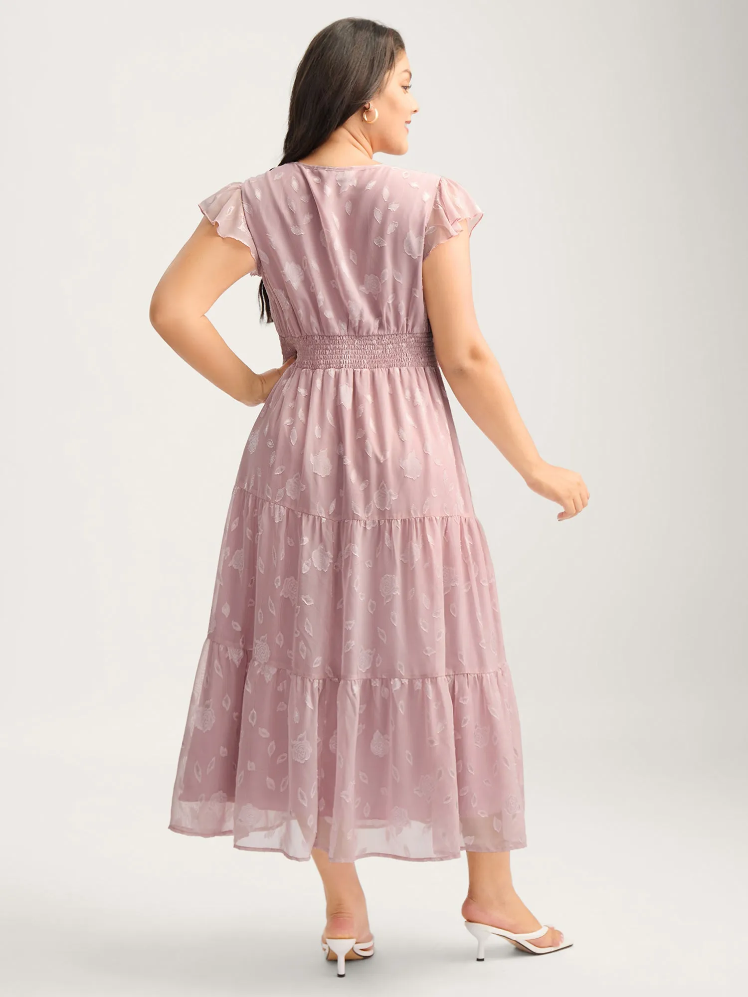 Sweet Petals Pleated Waist Tiered Midi Dress sold by Bloomchic product image thumbnail 4