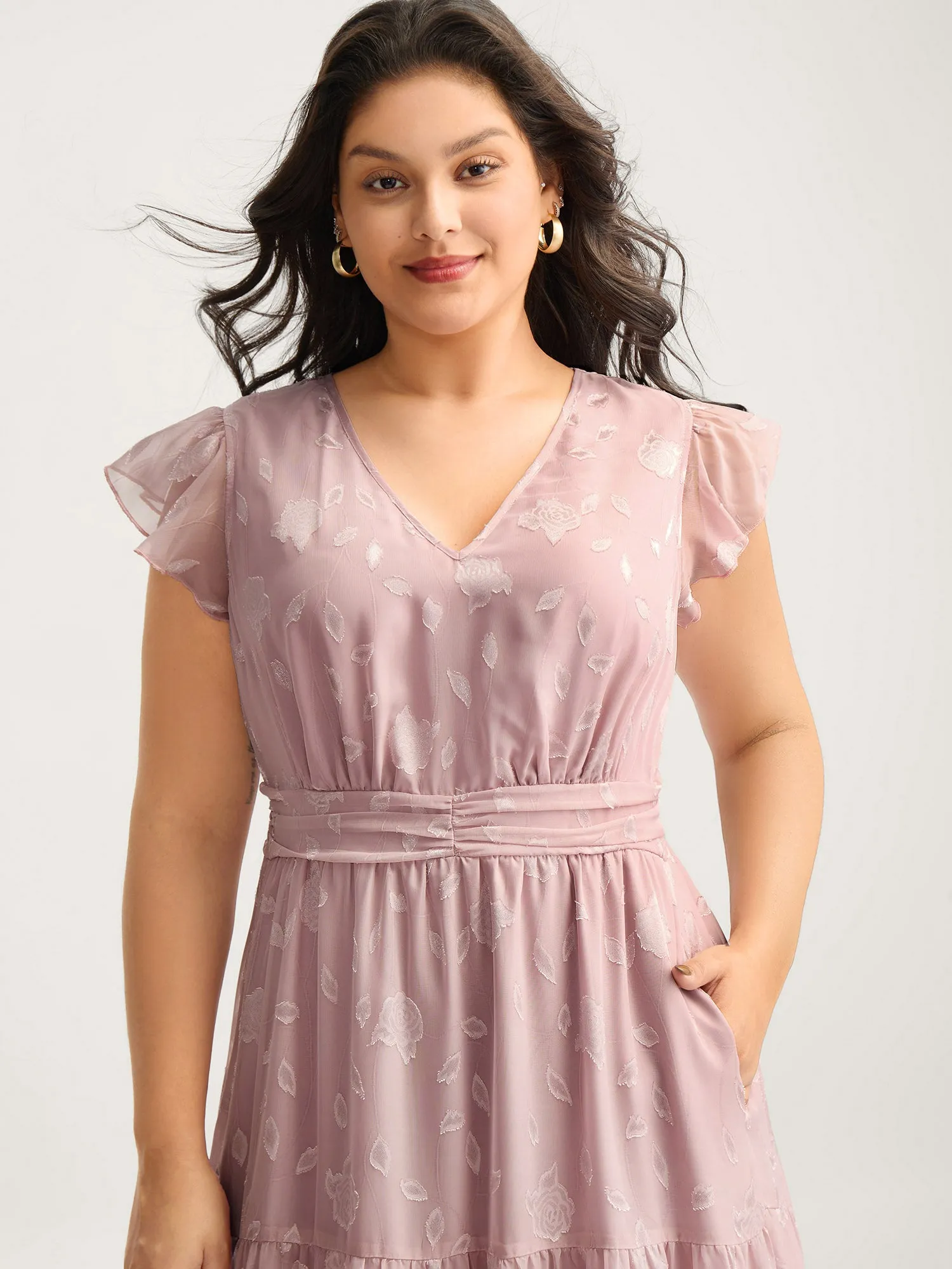 Sweet Petals Pleated Waist Tiered Midi Dress sold by Bloomchic