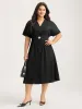Deep V-Neck Decorative Button Midi Dress sold by Bloomchic
