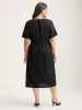 Deep V-Neck Decorative Button Midi Dress sold by Bloomchic