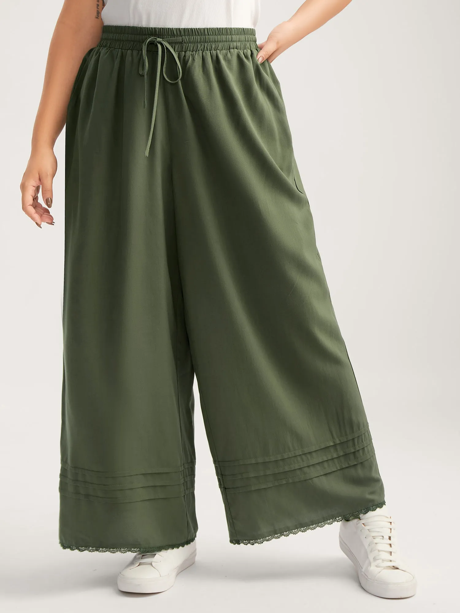Waist Drawstring Wide-Leg Pleated Pants sold by Bloomchic