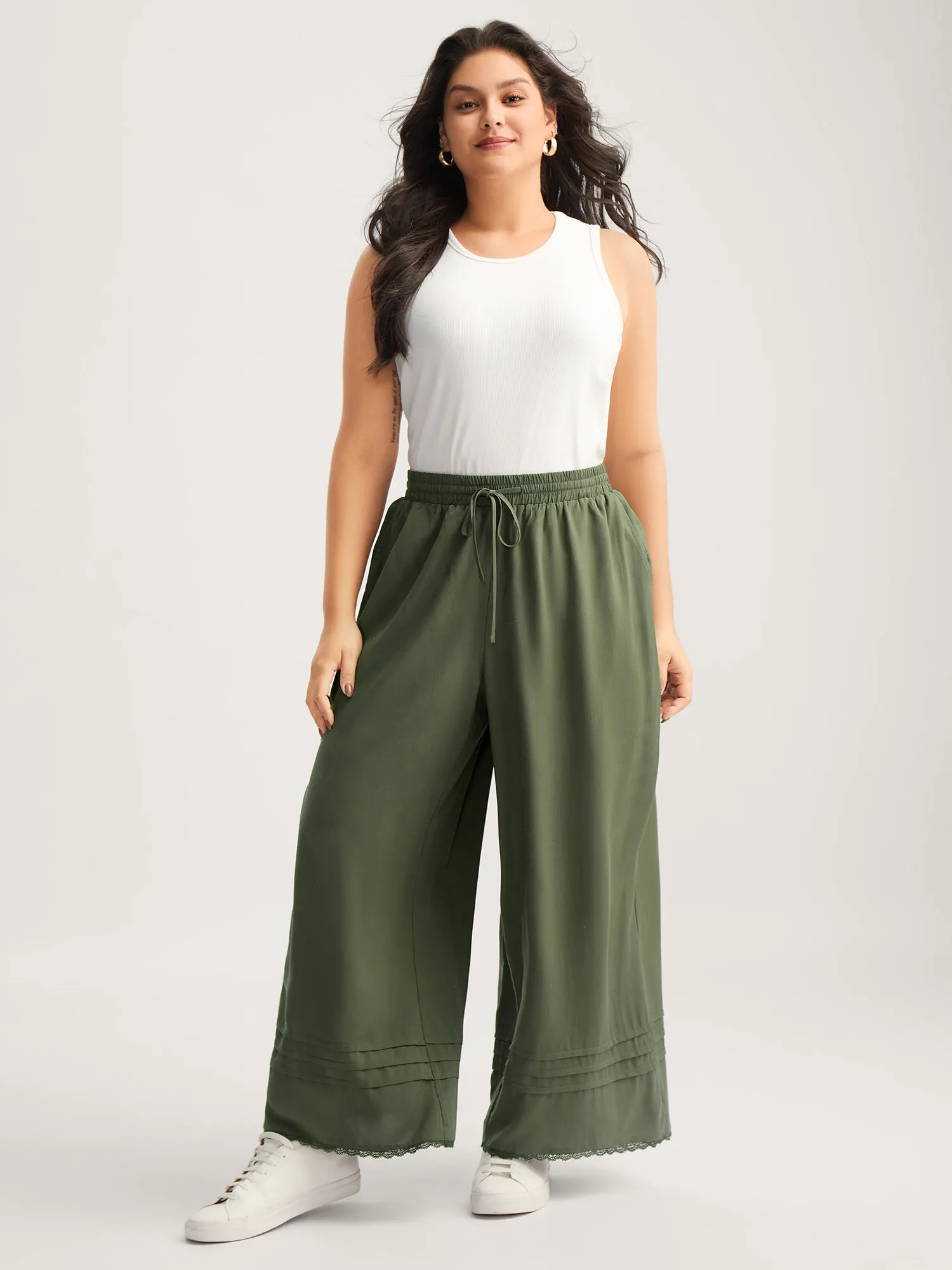 Waist Drawstring Wide-Leg Pleated Pants sold by Bloomchic product image thumbnail 3