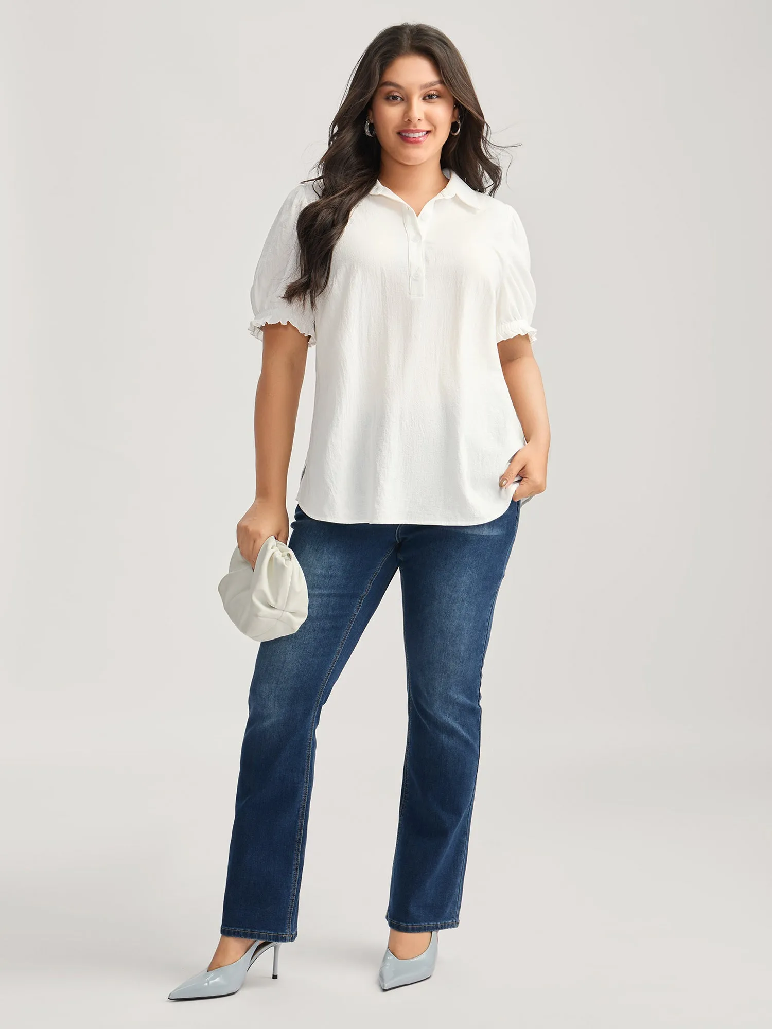 Pure Cotton Ruffled Puffy Sleeve Blouse sold by Bloomchic product image thumbnail 3