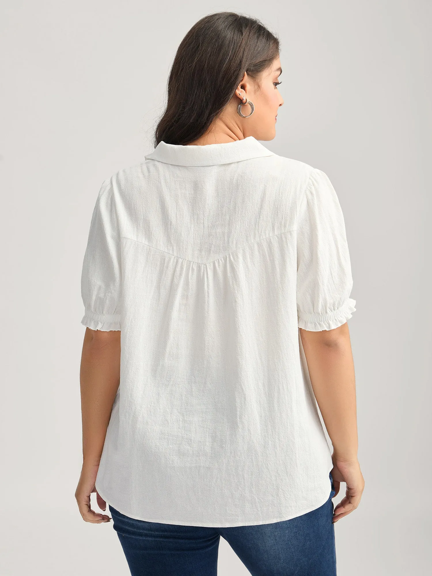 Pure Cotton Ruffled Puffy Sleeve Blouse sold by Bloomchic product image thumbnail 4