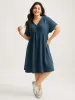 Pure Cotton Lace V-Neck Solid Midi Dress sold by Bloomchic