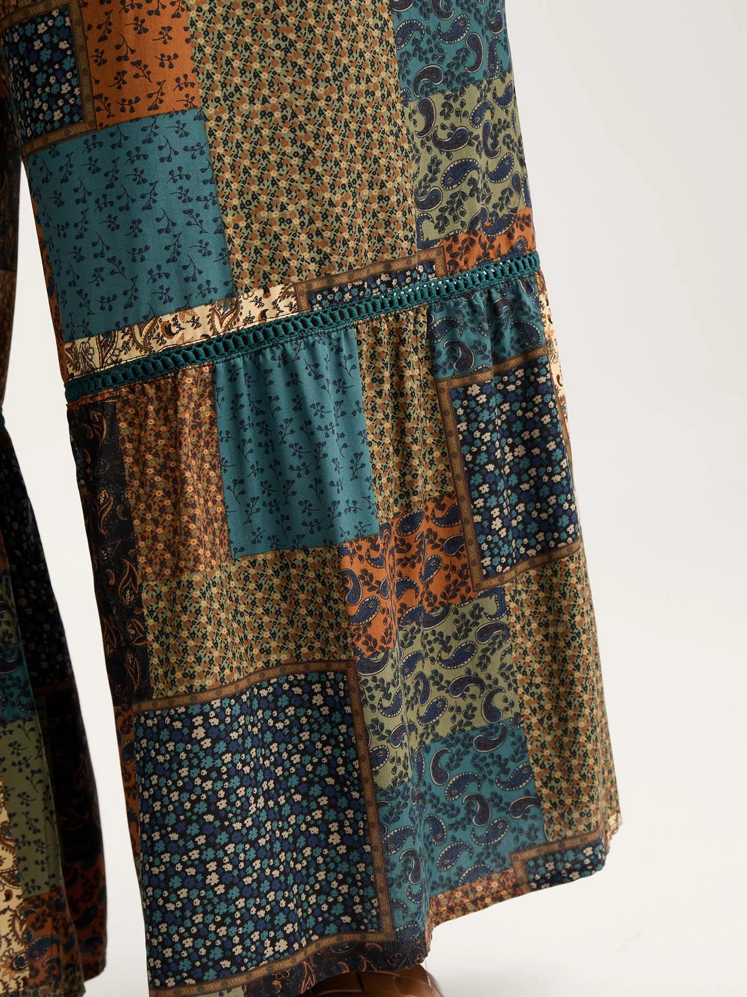 Floral Collage Lace Spliced Wide-Leg Pants sold by Bloomchic product image thumbnail 2