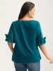Ruffled 3D Bow Detail Solid Blouse sold by Bloomchic