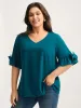Ruffled 3D Bow Detail Solid Blouse sold by Bloomchic