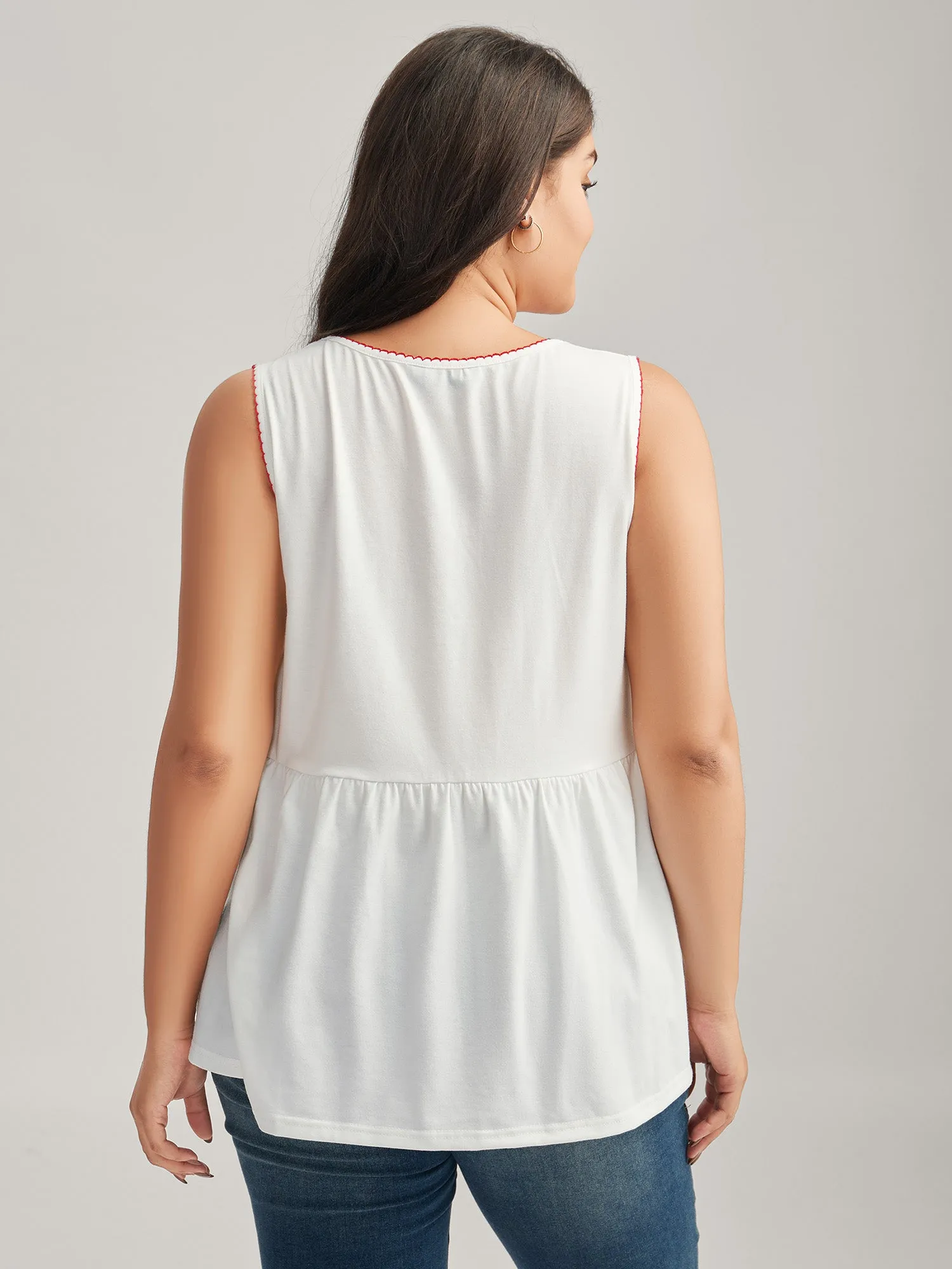 Stretchy Floral Neck Flowy Tank Top sold by Bloomchic product image thumbnail 5