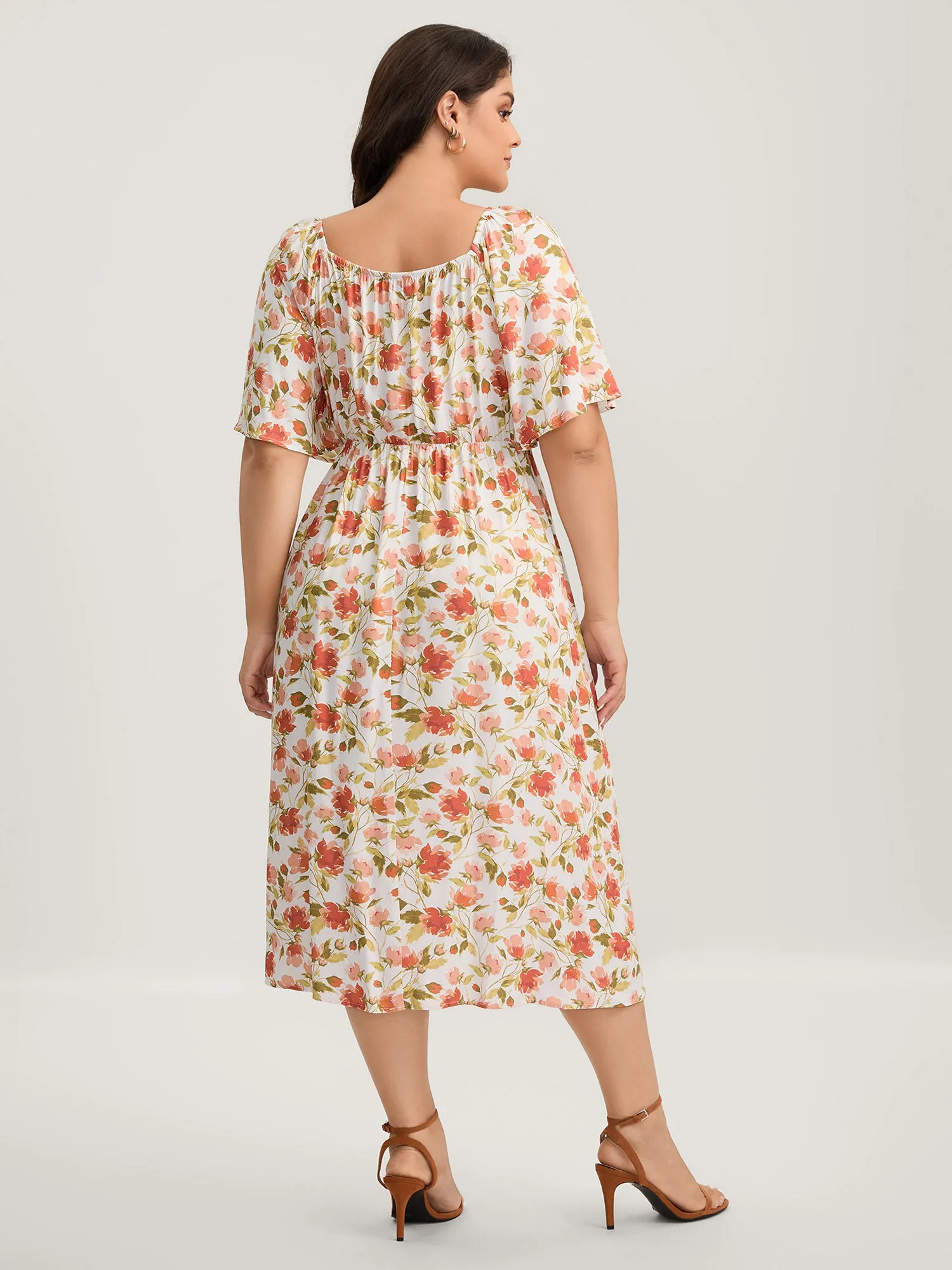 Floral Pleated Bodice Pockets Midi Dress sold by Bloomchic product image thumbnail 4